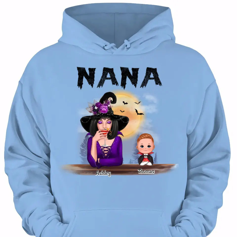 Grandma Mom Witch With GrandKids Halloween Personalized Shirt