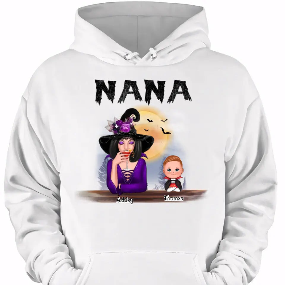 Grandma Mom Witch With GrandKids Halloween Personalized Shirt