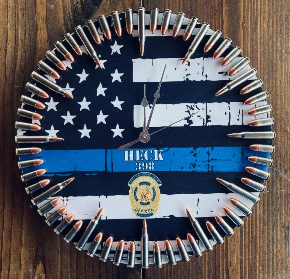Custom Police Badge & Blueline Timepieces with Personalized Name & Department