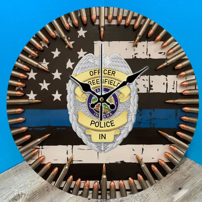 Custom Police Badge & Blueline Timepieces with Personalized Name & Department