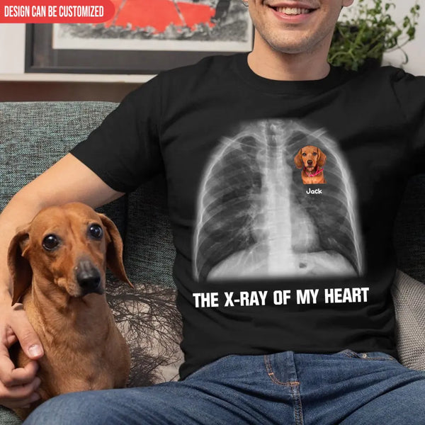 Text X-ray Of My Heart - Personalized T-Shirt, Gift For Dog Lover