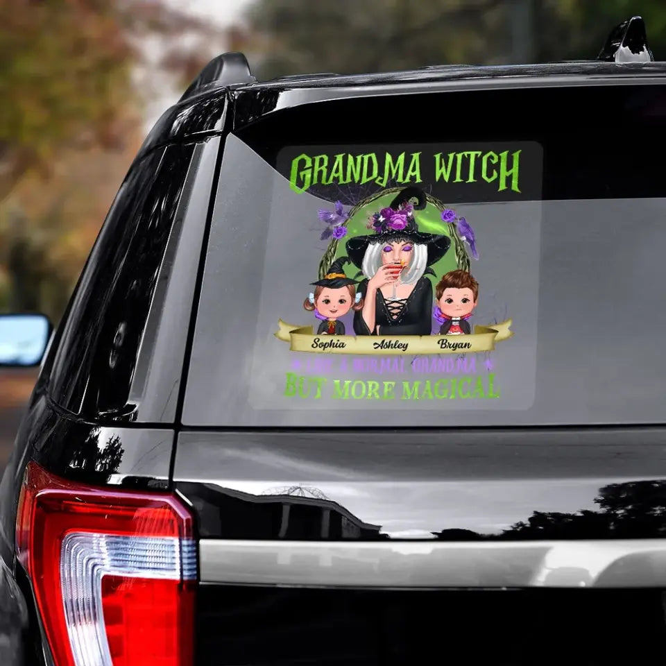 Green And Purple Halloween Grandma And Kids Personalized Decal, Halloween Decor