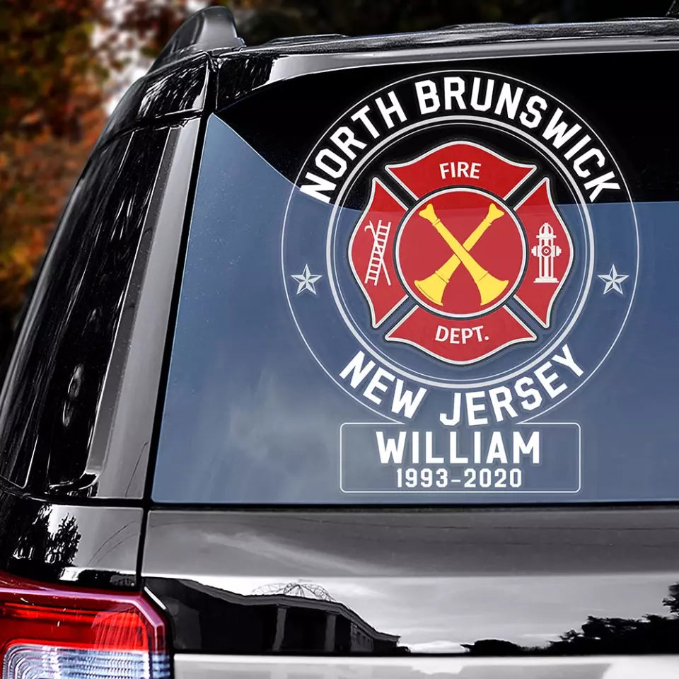 Custom Rank Insignia Gifts For Firefighter Car Decal, Fire Dept Badge