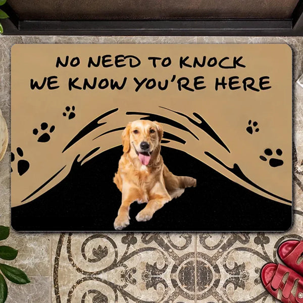 “No Need To Knock” Personalized Pet Photo Doormat