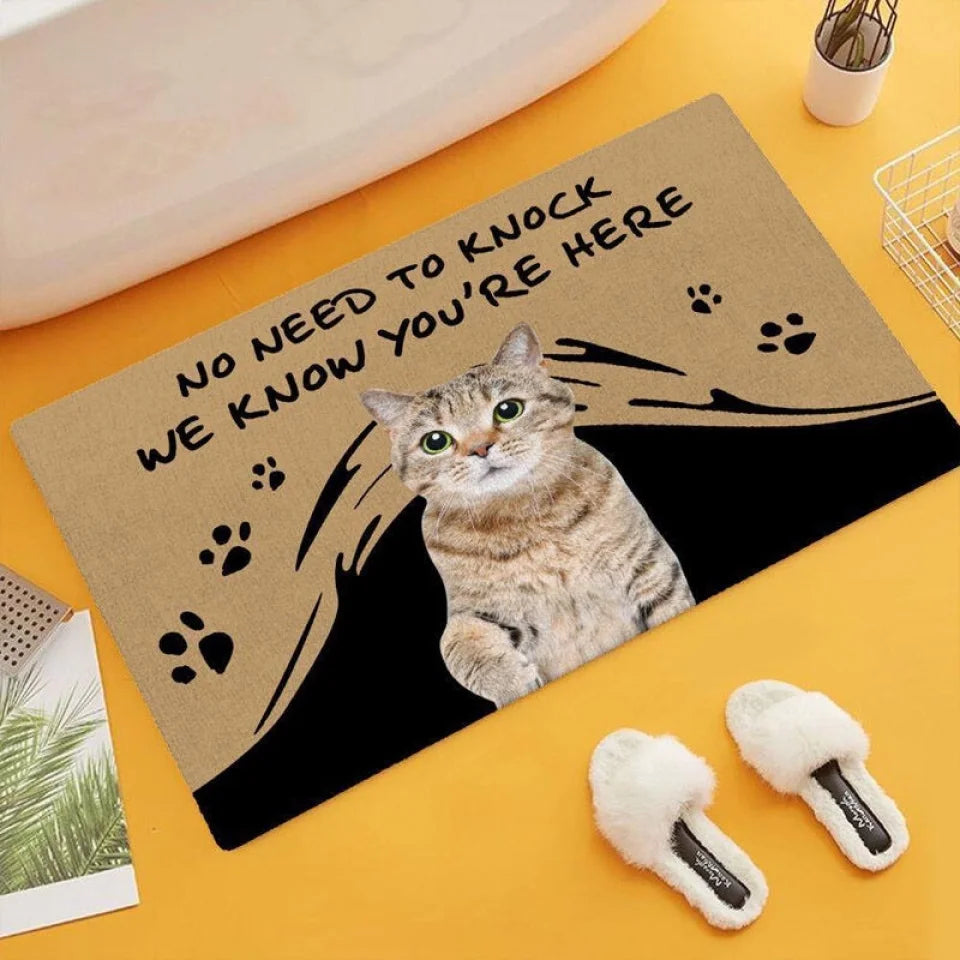 No Need To Knock” Personalized Pet Photo Doormat (1)