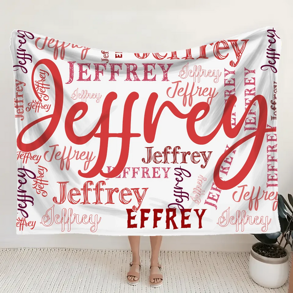 Personalized Soft Flannel Name Family Blanket Word Cloud Art Design Blanket