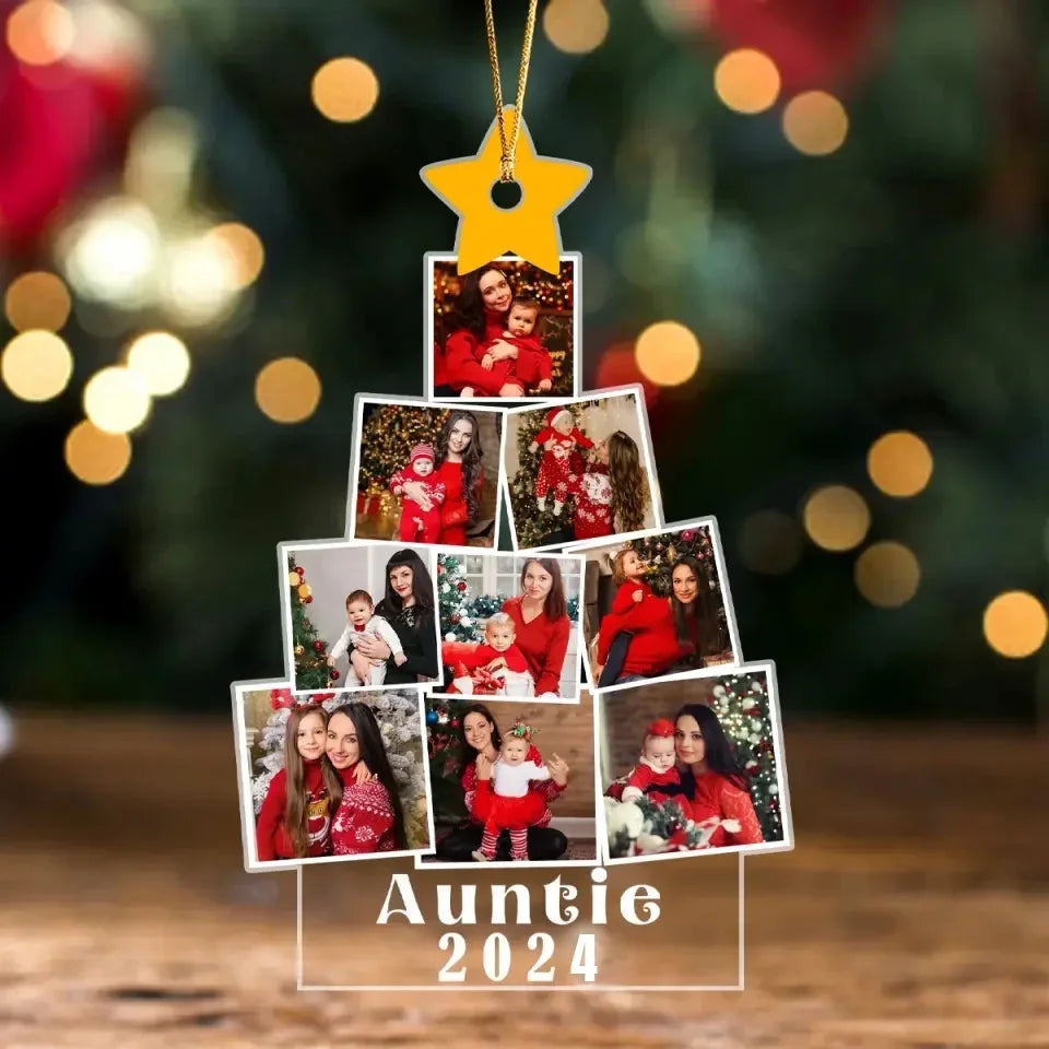 Personalisierbares Foto mit Acryl-Ornament als Weihnachtsgeschenk für Kinder, bedruckt