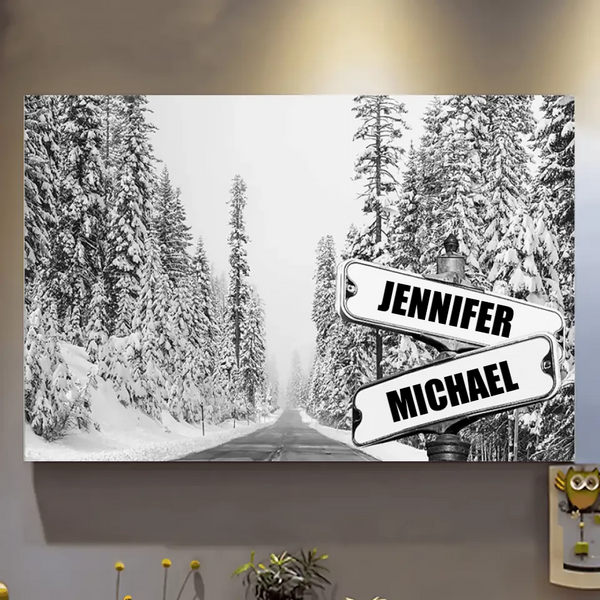 Winter Road Multi-Names Premium Canvas