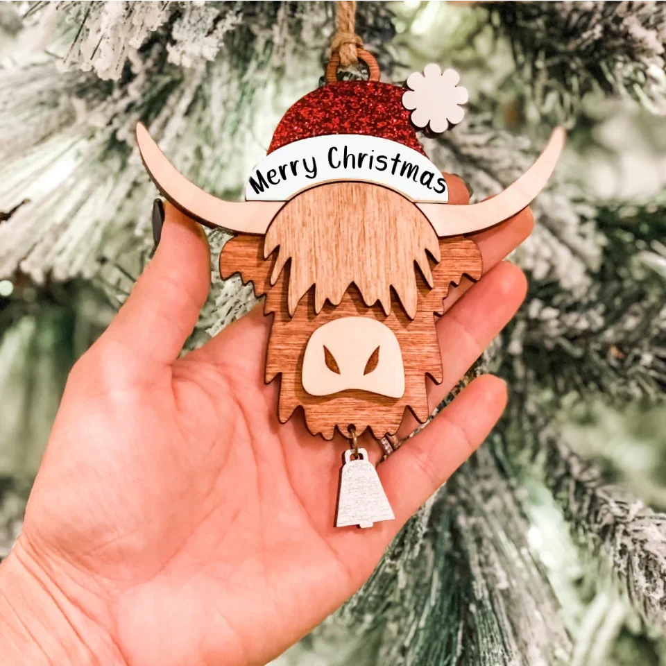 Highland cow ornament, cow lover gift, fluffy cow gift, Christmas tree ornament, personalized ornament, our herd, farmhouse Christmas