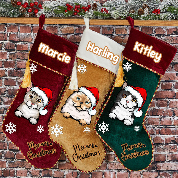 Cat Meowy Christmas - Personalized Cats Christmas Stocking