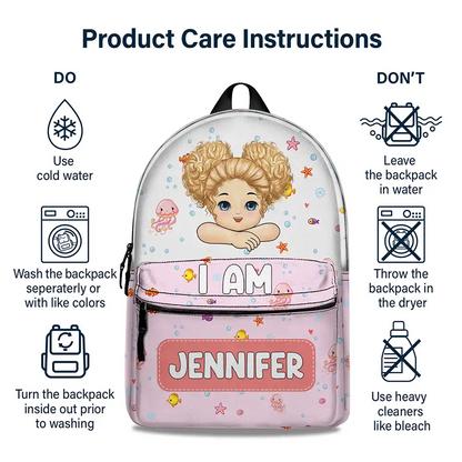 Car Mermaid Unicorn Dinosaur Astronaut Kids - Personalized Canvas Backpack