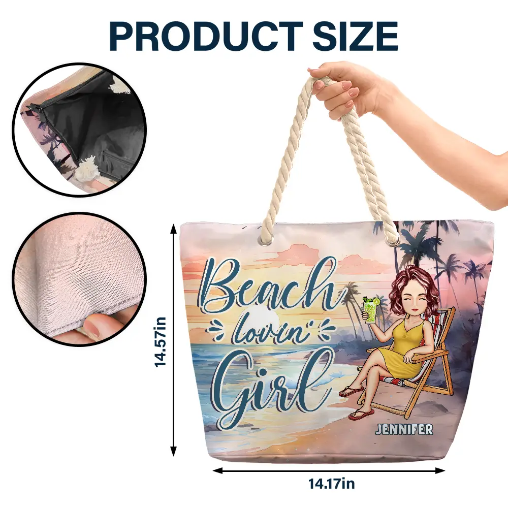 Beach Lovin' Girl - Personalized Beach Bag