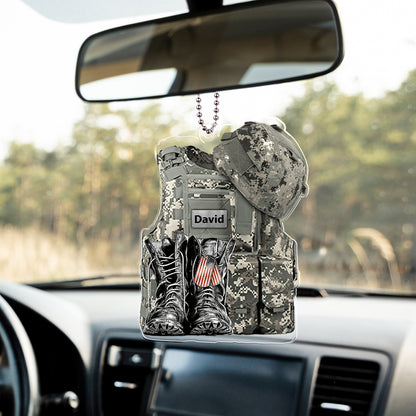 Custom Name Personalized Veteran Acrylic Military Uniforms Car Ornament Gift For Veteran