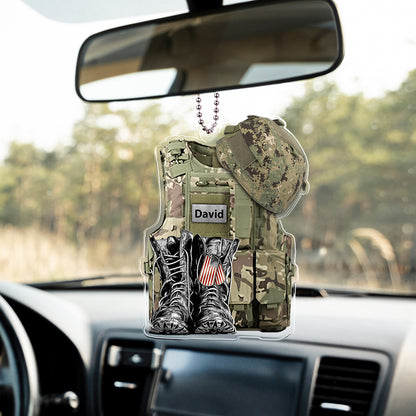 Custom Name Personalized Veteran Acrylic Military Uniforms Car Ornament Gift For Veteran