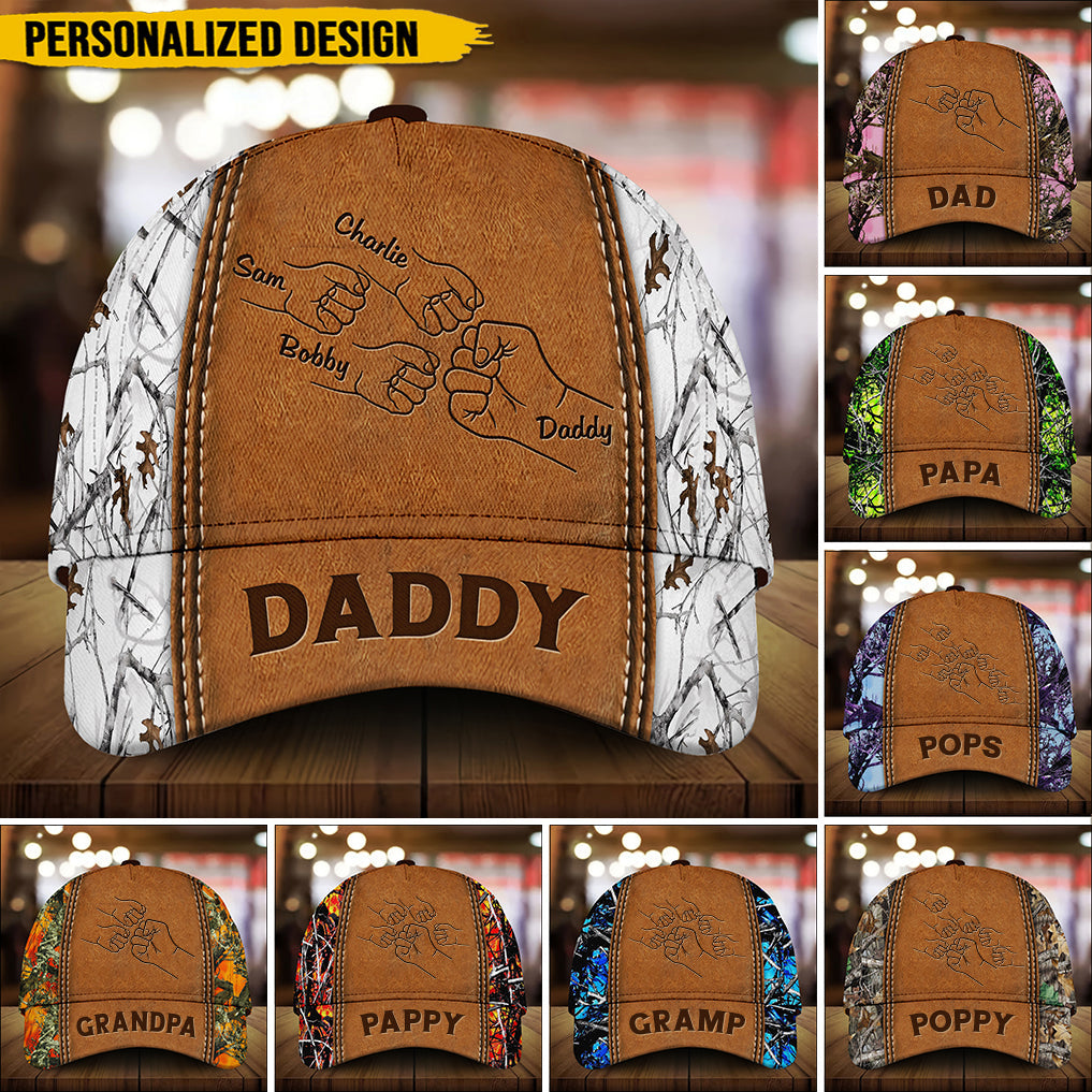 Grandpa Papa Daddy Fist Bump Fathers Day Family Personalized Cap