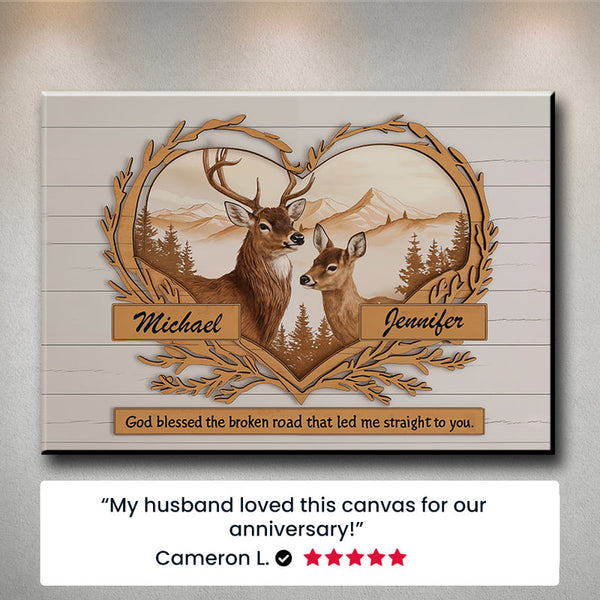 Personalized Deer Couple Love Poster - Custom Couple Names
