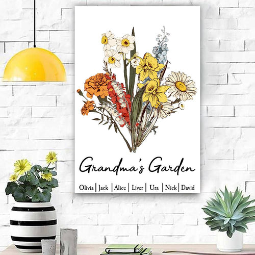 Personalized Family Birth Month Flower Bouquet Poster