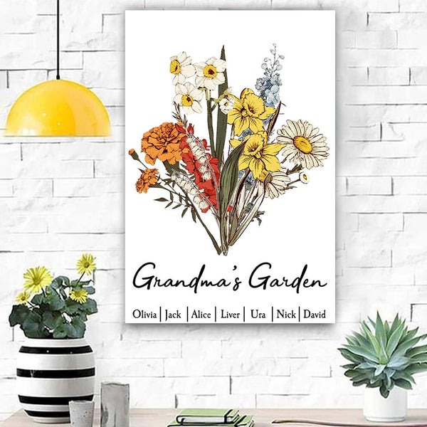 Personalized Family Birth Month Flower Bouquet Poster