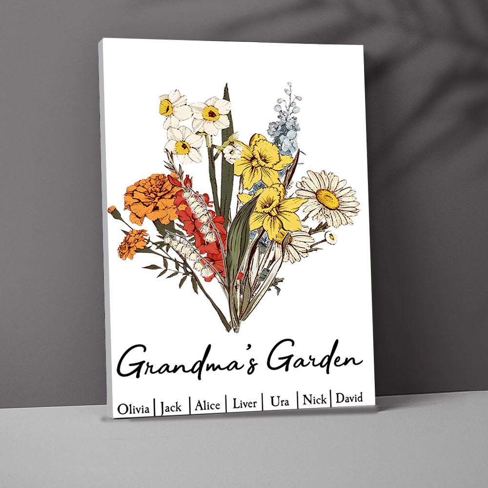 Personalized Family Birth Month Flower Bouquet Poster