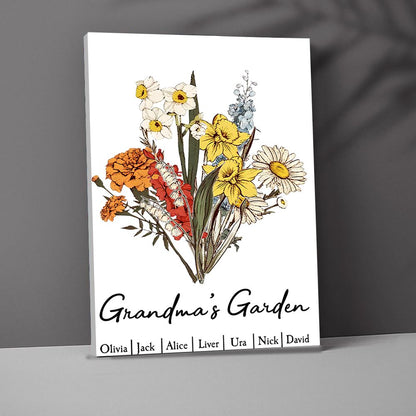 Personalized Family Birth Month Flower Bouquet Poster