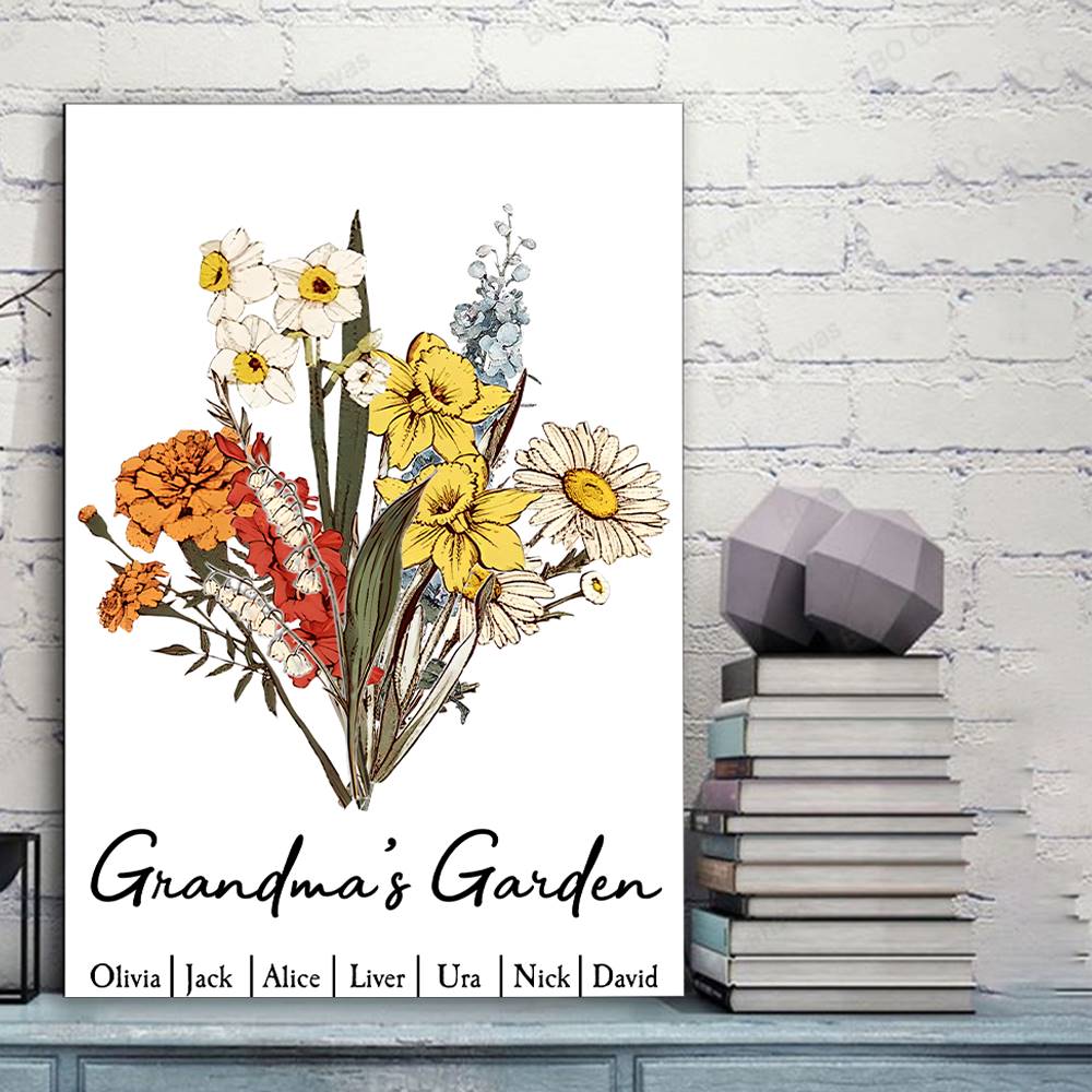 Personalized Family Birth Month Flower Bouquet Poster