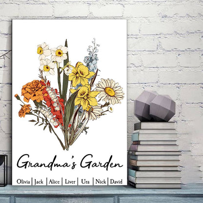 Personalized Family Birth Month Flower Bouquet Poster