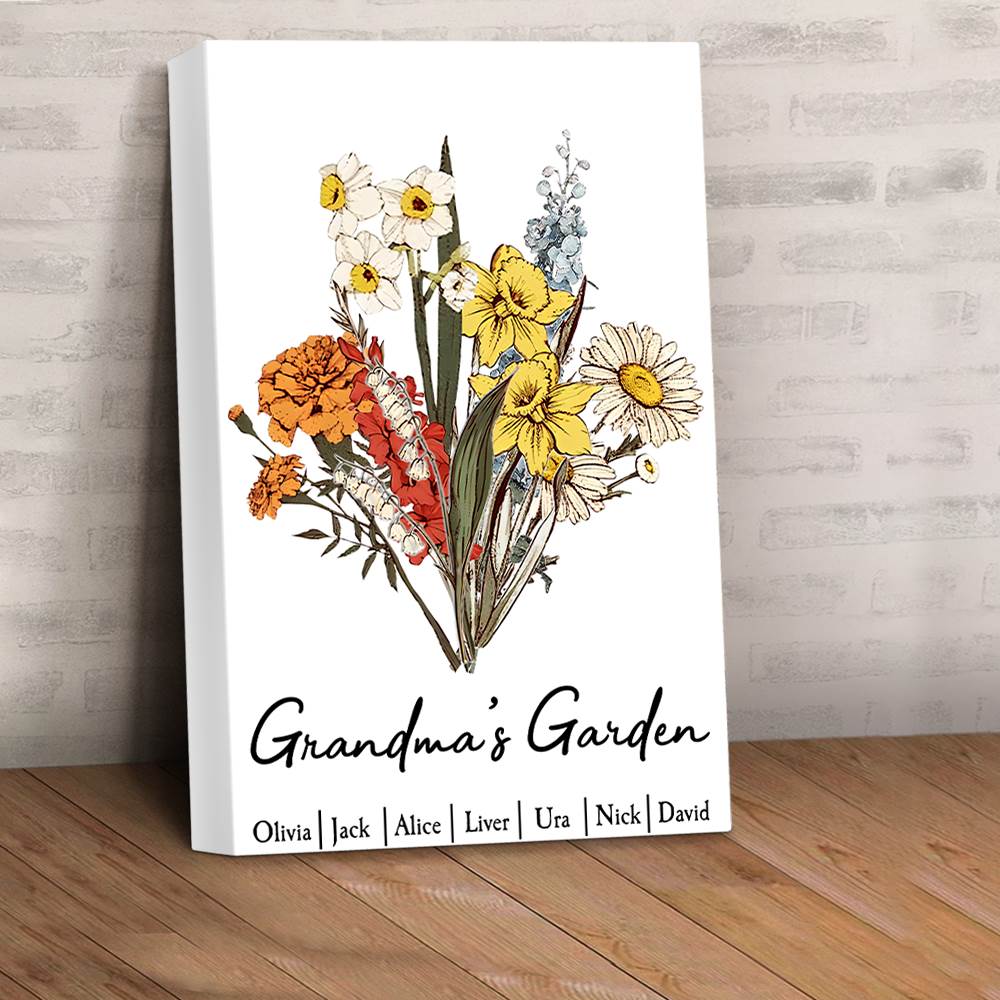 Personalized Family Birth Month Flower Bouquet Poster
