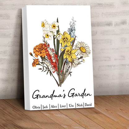 Personalized Family Birth Month Flower Bouquet Poster