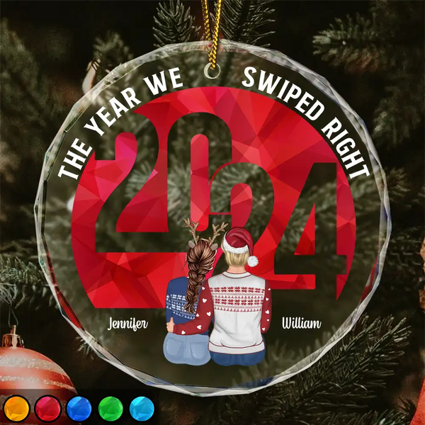 Christmas The Year - Personalized Circle Glass Ornament