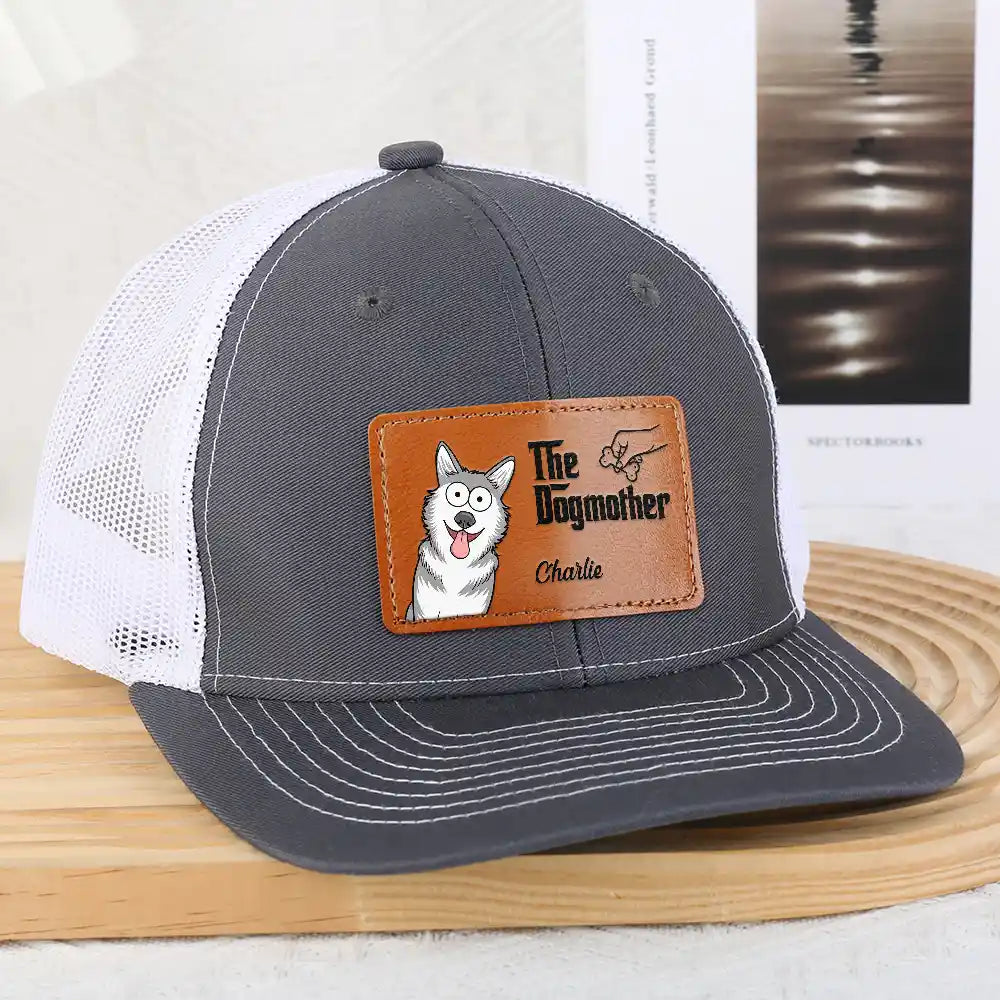 The Dogfather Treat Giver With Funny Dogs - Personalized Leather Patch Hat