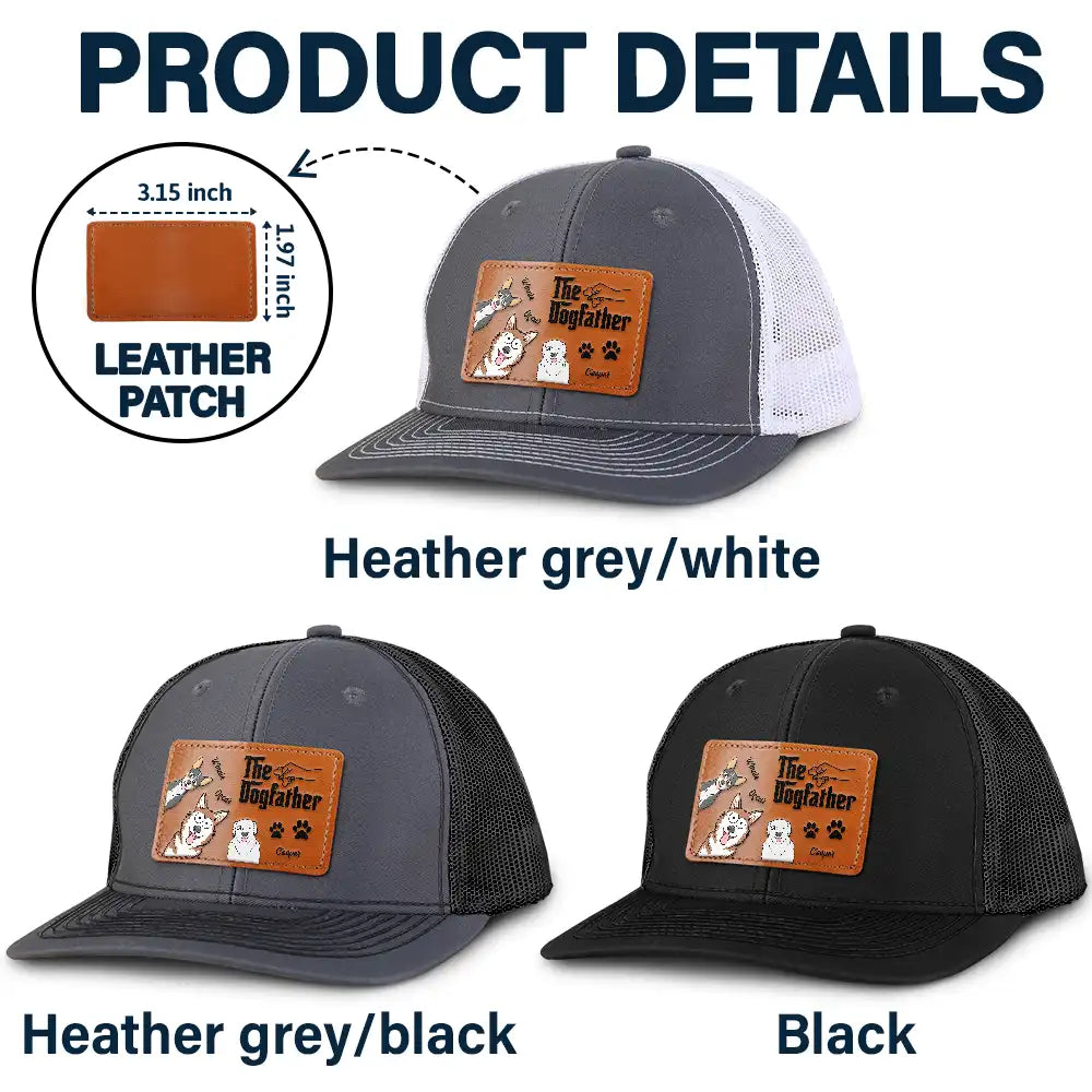 The Dogfather Treat Giver With Funny Dogs - Personalized Leather Patch Hat