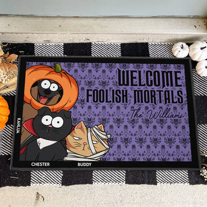 Welcome Foolish Mortals - New Version - Personalized Doormat