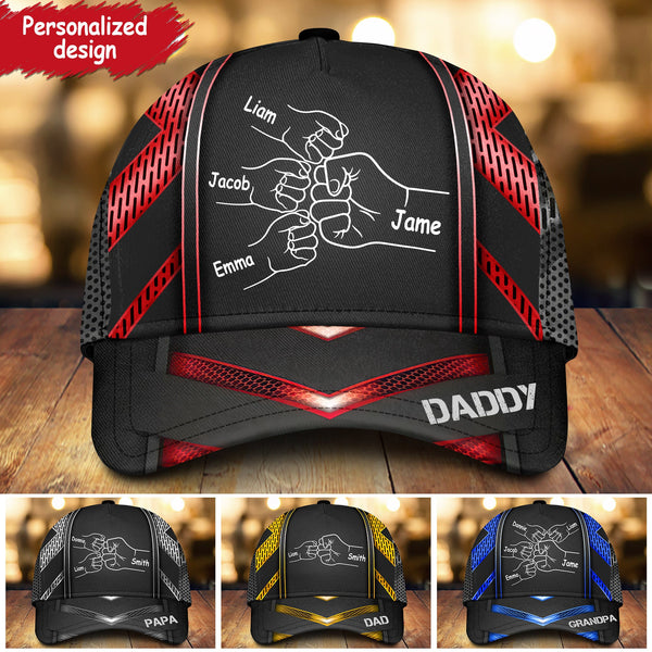 Papa Daddy Kids Hands To Hands Personalized Cap