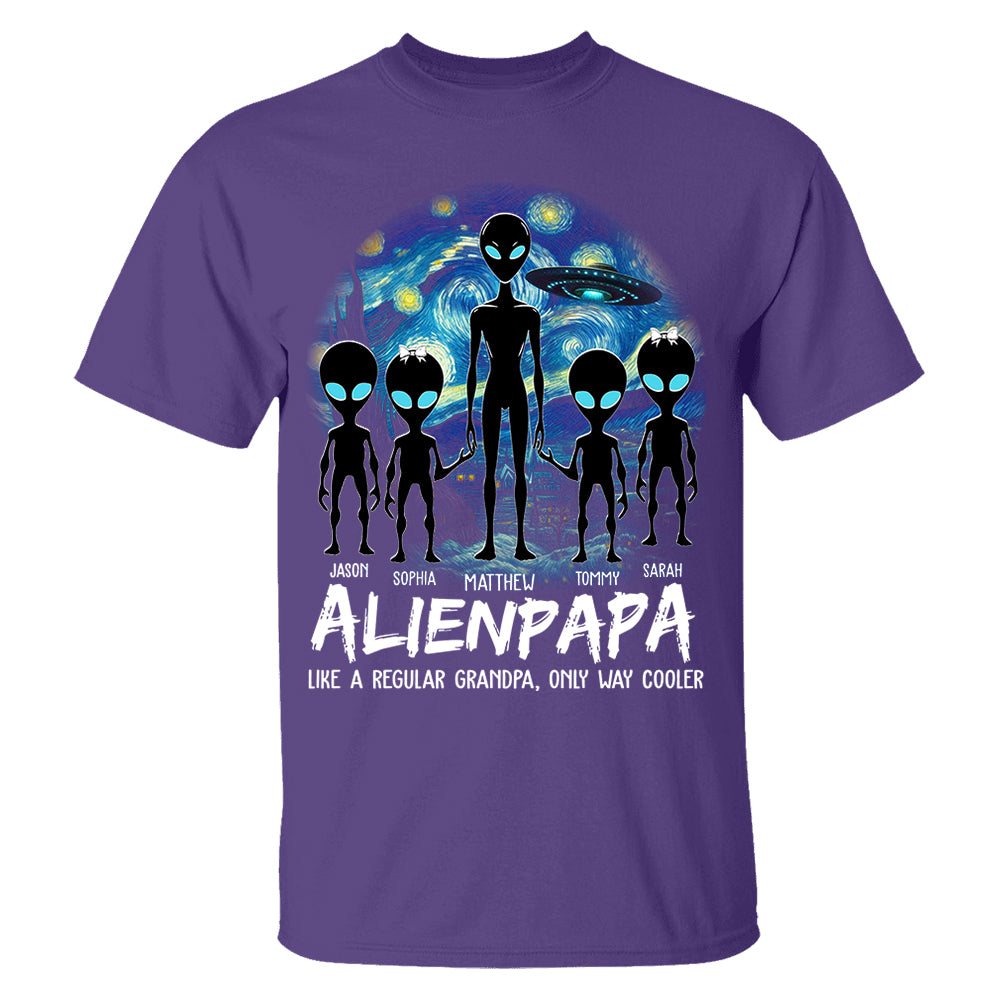 Personalized Starry Night Alien Dad Like A Regular Dad Only Way Cooler Shirt