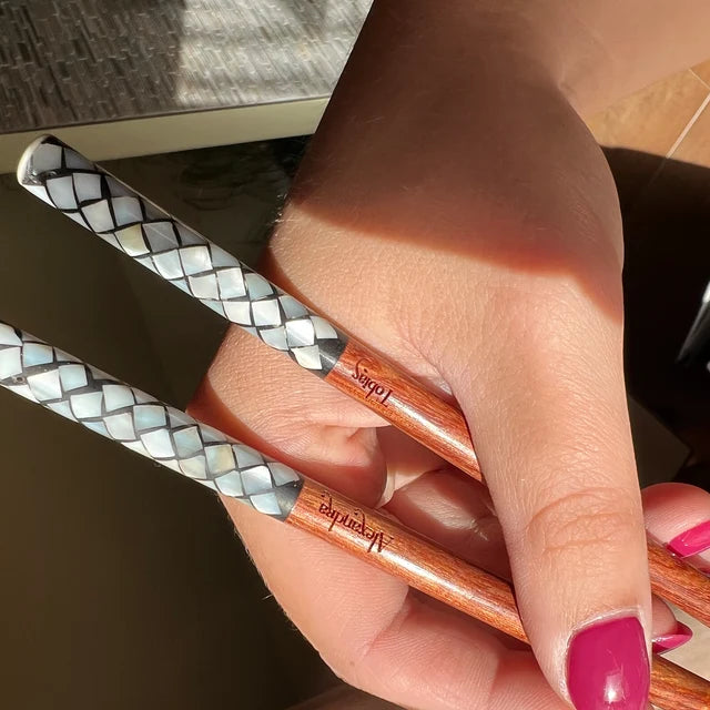 Personalized Mother-of-Pearl Tipped Engraved Chopsticks with Sleeve - Ideal for Wedding Favors and Couple Love Gifts