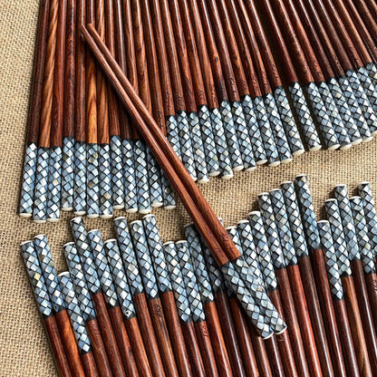 Personalized Mother-of-Pearl Tipped Engraved Chopsticks with Sleeve - Ideal for Wedding Favors and Couple Love Gifts