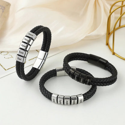 Mens Bracelet Personalized, Dad bracelet with kids names, Personalized Mens Name Bracelet