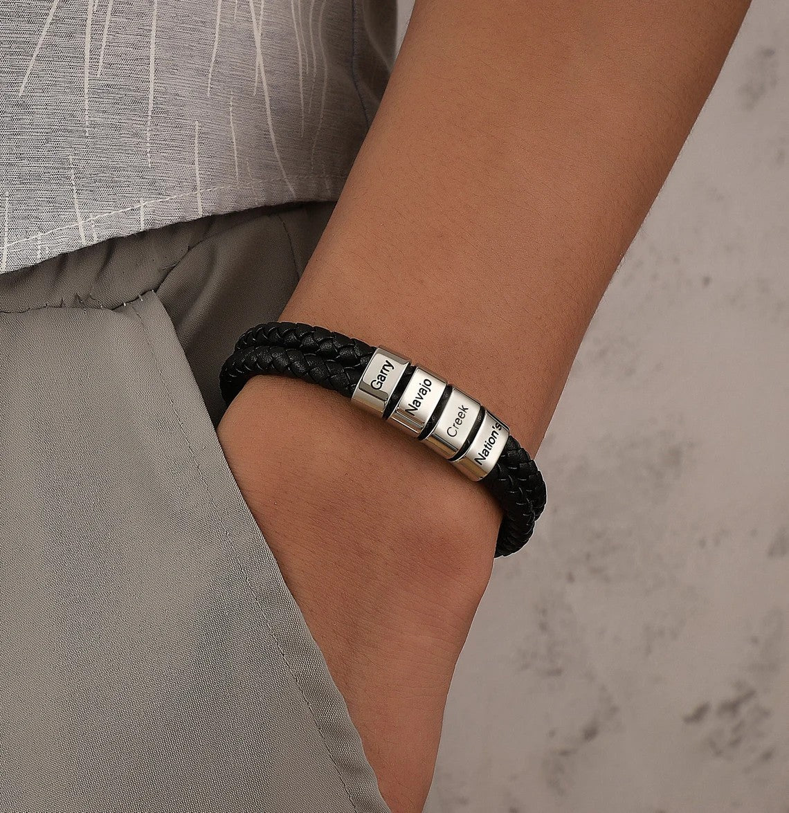 Mens Bracelet Personalized, Dad bracelet with kids names, Personalized Mens Name Bracelet