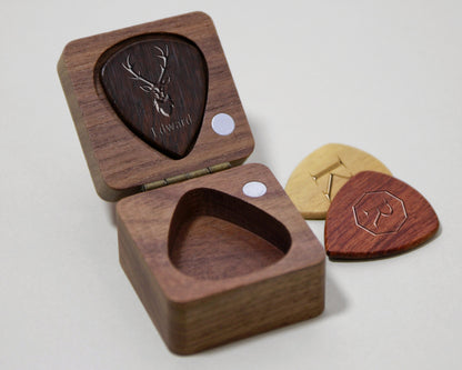 Personalized Wooden Guitar Picks Box,Gift for Guitarist Musician