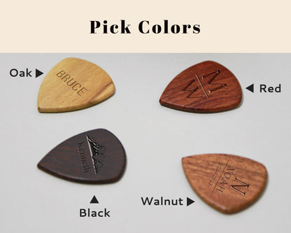 Personalized Wooden Guitar Picks Box,Gift for Guitarist Musician