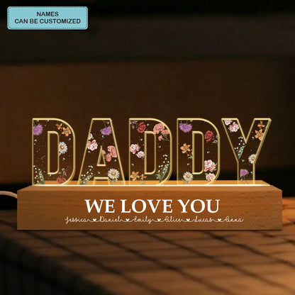 Daddy Custom Birth Month Flower - Personalized Custom Name Night Light - Gift For Dad, Grandpa