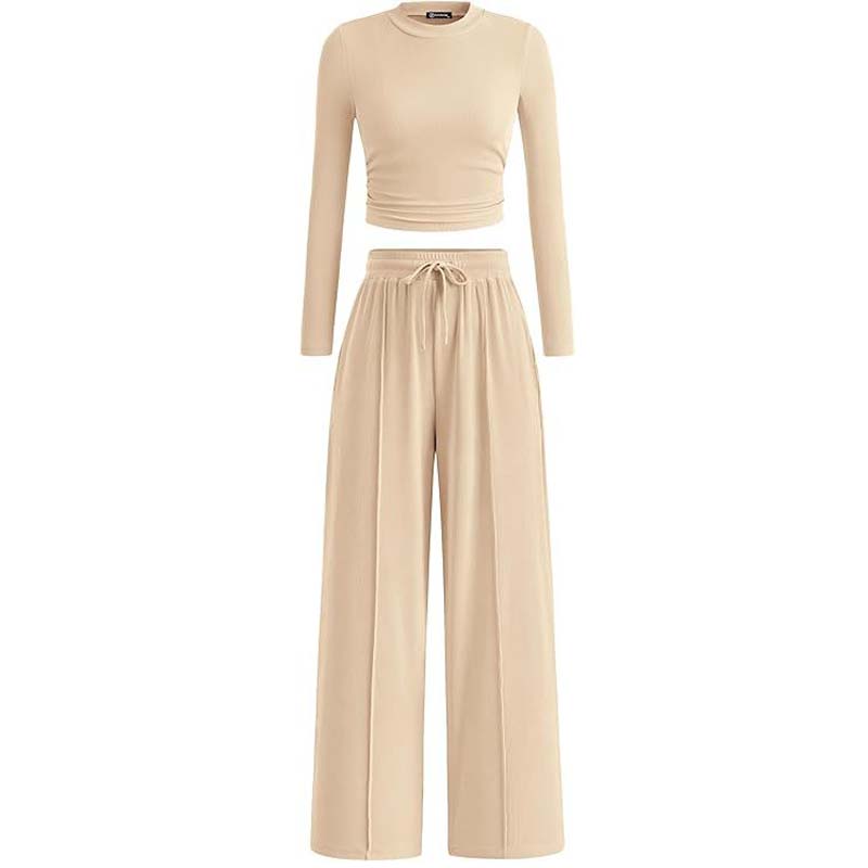 Crop Top Straight Leg Pants 2-Piece Lounge Set