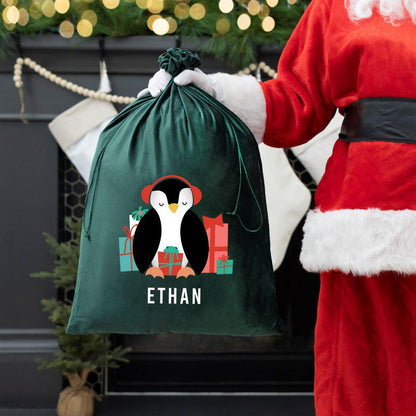 Personalized Kids' Velvet Santa Bags