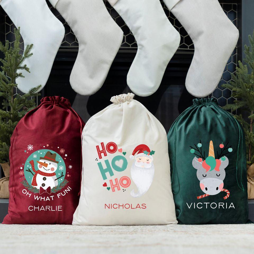 Personalized Kids' Velvet Santa Bags