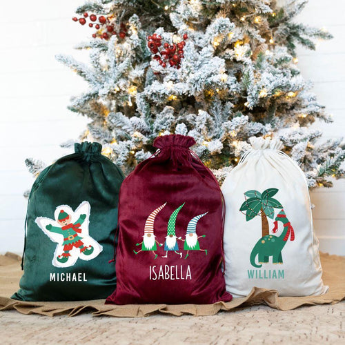 Personalized Kids' Velvet Santa Bags