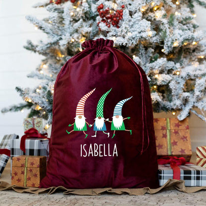 Personalized Kids' Velvet Santa Bags