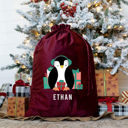 Personalized Kids' Velvet Santa Bags