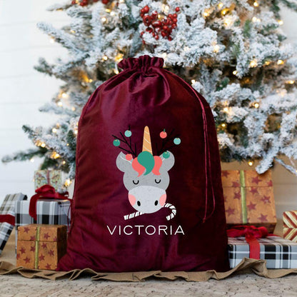 Personalized Kids' Velvet Santa Bags