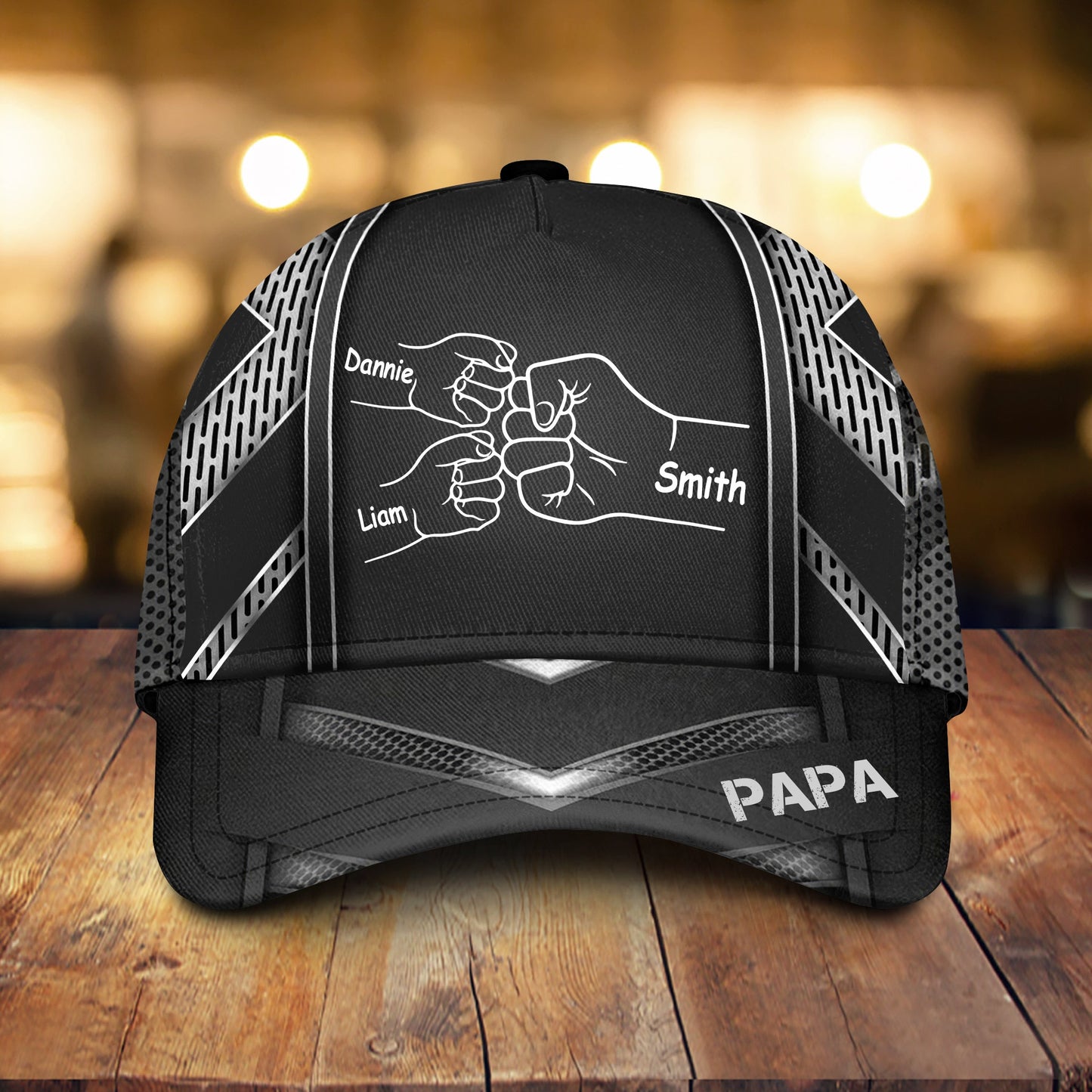 Papa Daddy Kids Hands To Hands Personalized Cap