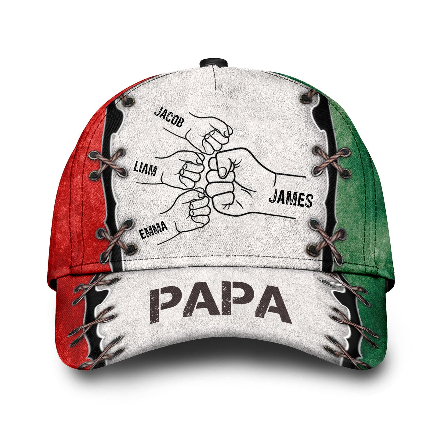 Grandpa Papa Daddy Fist Bump Fathers Day Family Personalized Cap